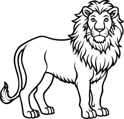 Majestic barbary lion portrait with detailed mane isolated on transparent background isolated on white background