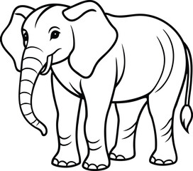 Adorable borneo elephant illustration in profile isolated on transparent background isolated on white background