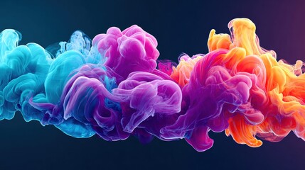 Obraz premium Abstract colorful smoke art against a dark background