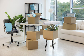 Moving boxes and furniture in new office