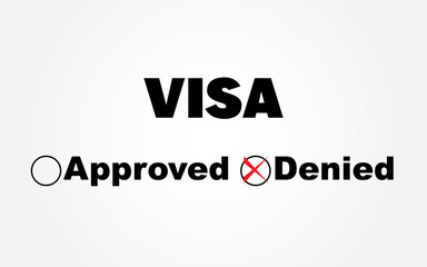 Visa Application denied image with cross mark, visa application denied stock image