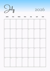 Monthly Planner 2026
