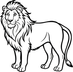 Majestic west african lion illustration with detailed mane isolated on transparent background isolated on white background