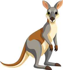 Western grey kangaroo standing proudly isolated on transparent background isolated on white background