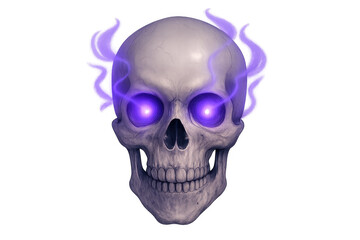 Fototapeta premium Glowing purple eyed skull with mystic smoke