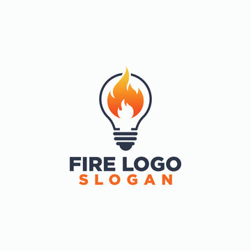 bulb and fire logo design concept, smart logos, creative icon design