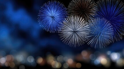 Colorful fireworks light up the night sky, creating a stunning display that embodies the joy of celebration