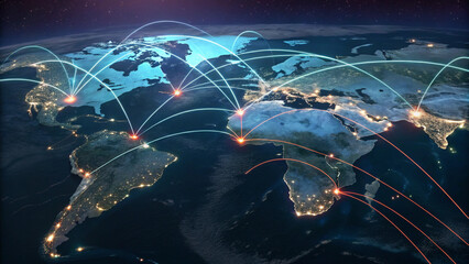 Global Business Network and World Map Data Connections