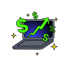 Laptop money growth finance icon illustration sign symbol design vector