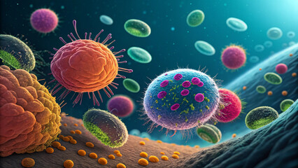 Futuristic DNA Strand and Bioluminescent Jellyfish Concept