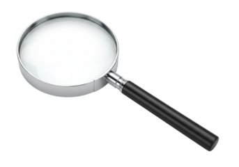 Magnifying glass with black handle transparent background cutout png