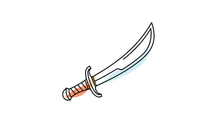 Stylized Dagger Illustration with Curved Blade and Ornate Hilt.