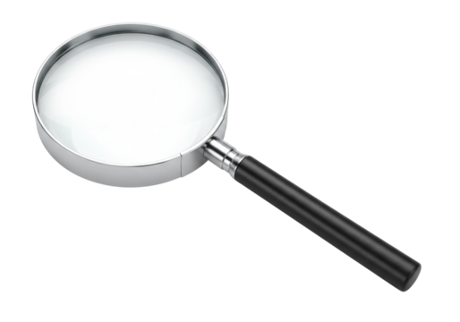 Magnifying glass with black handle transparent background cutout png - Powered by Adobe