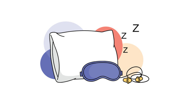 Sleep Essentials - Pillow, Mask, and Earplugs for Restful Night.