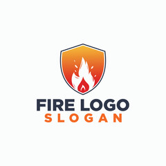 safety fire logo concept, firefighters logo design vector, nature elements design