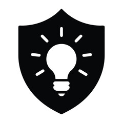 Idea protection shield icon vector illustration for creative innovation and security concept
