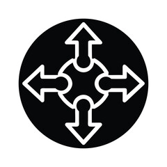 Directional arrows icon vector illustration, navigation symbol, orientation sign, black and white design