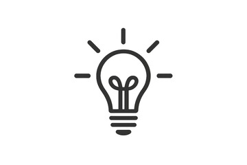 Lightbulb outline icon representing idea, inspiration, creativity, thinking, and solution with transparent background