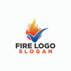 fire and check logo concept, firefighters logo design vector, fire icon design vector