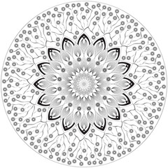 Mandala isolated on the white background. Template for coloring book page. Oriental mystical pattern
