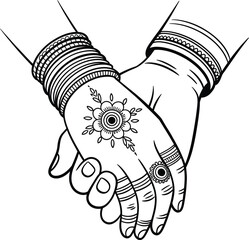 Wedding Hands Holding with Henna and Bangles