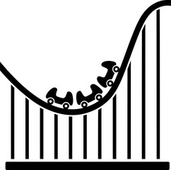 Roller Coaster Cars on Steep Drop Silhouette Icon
