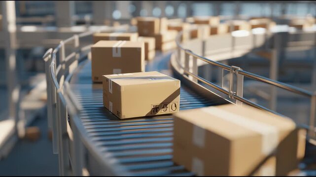 Boxes moving smoothly on a conveyor belt