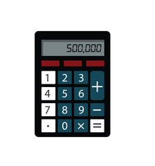 A digital calculator with numbers on a white background is an office object used for business finance and math accounting