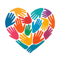 Obraz premium United Nations Day Concept with Multicolored Hands Forming a Heart