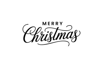 Merry Christmas Typography Design – Elegant Hand Lettering Calligraphy Text for Holiday Greeting
