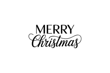 Merry Christmas Typography Design – Elegant Hand Lettering Calligraphy Text for Holiday Greeting