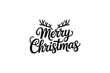 Merry Christmas Typography Design – Elegant Hand Lettering Calligraphy Text for Holiday Greeting