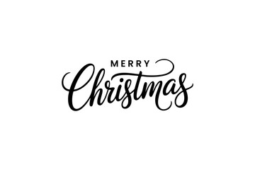 Merry Christmas Typography Design – Elegant Hand Lettering Calligraphy Text for Holiday Greeting