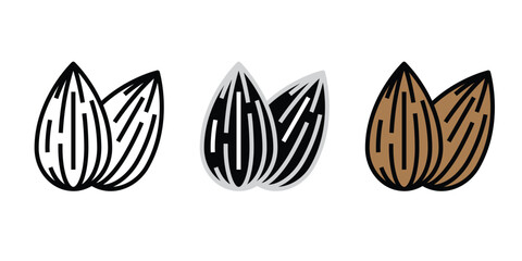 Fototapeta premium Whole and Textured Coconut Fruit Icons