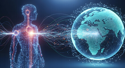 Digital Human Interacting with Global Network, Conceptualizing Technology and Connectivity