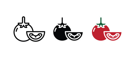 Set of Fresh Tomato Fruit Icons