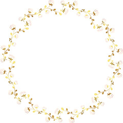 Round wreath frame of golden flowers design