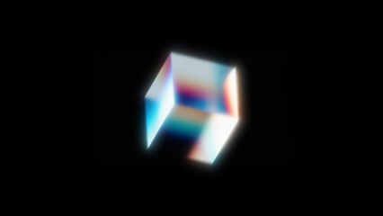 Glowing 3d abstract glass cube on black background 4k wallpaper