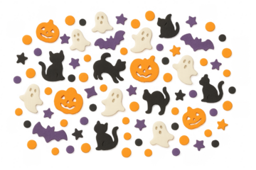Halloween sweets creating a festive spooky background