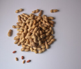 Peanut close-up, on a white background