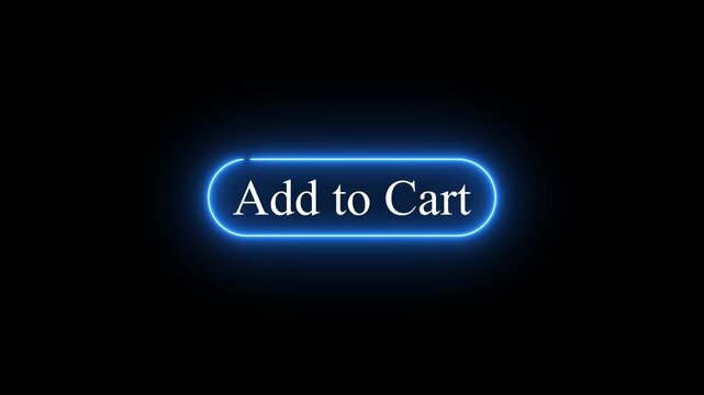 Neon &ldquo;Add to Cart&rdquo; button animation, call to action, glowing e-commerce icon, online shopping, digital marketing, clickable button