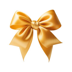 gold bow isolated on ribbon white background