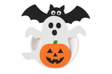 Halloween ghost bat and jack o'lantern papercraft decoration