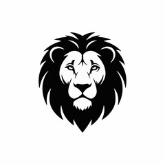 Majestic lion's head illustration in bold black and white silhouette