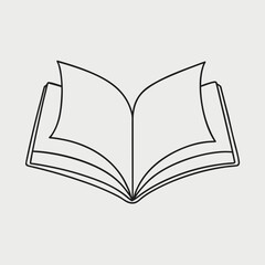 Open book vector art. One line drawing book icon.