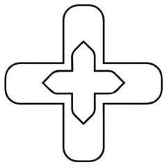 Fototapeta premium 3d icon of stylized cross symbol with rounded ends