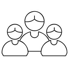 3d icon of line art icon depicting three people grouped together