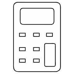 3d icon of simple outline drawing of a calculator with a display screen and buttons