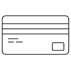 3d icon of a simple line drawing of the back of a credit card, isolated on a, showing magnetic stripe and signature area
