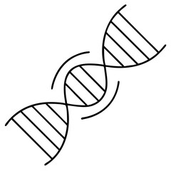 3d icon of a simple line drawing of a dna double helix, isolated on a, representing genetics and science